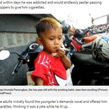 1日40本のタバコを吸う2歳児　またもやインドネシアで