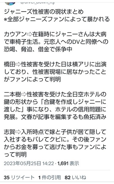 男闘呼組が、性被害訴えた元ジャニーズに怒り――「ペラペラと余計なことまでしゃべる奴ら」：コメント51